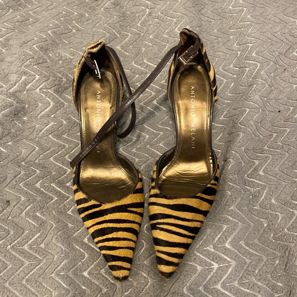 Antonio Melani Vintage Strapped Zebra Print Heels